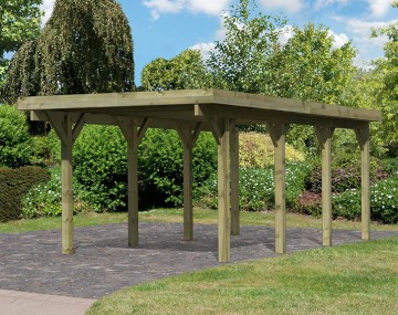 Karibu Einzelcarport Classic 2A - Holz-Carport - 11,5cm Pfosten - PVC-Flachdach