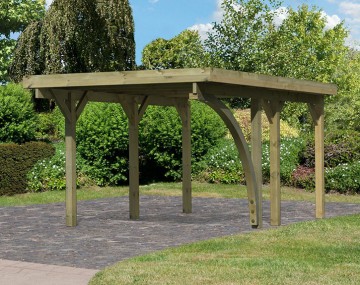 Karibu Einzelcarport Classic 1B + Einfahrtsbogen - Holz-Carport - 11,5cm Pfosten - Stahl-Flachdach