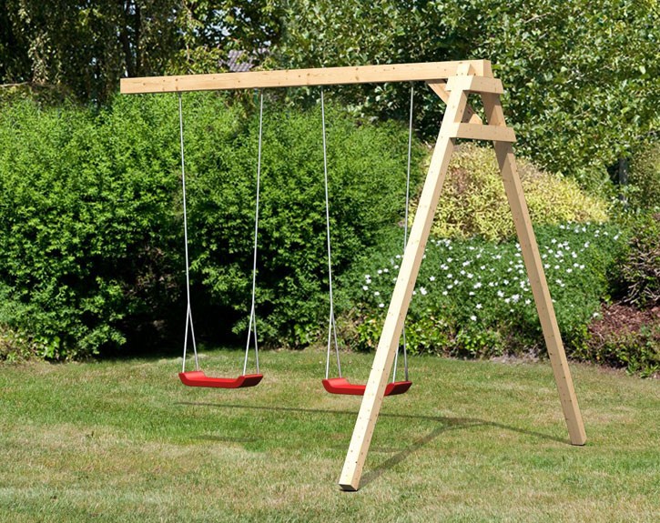 Akubi Doppelschaukelanbau für Spielturm - Plattformhöhe 120 - 125cm - natur
