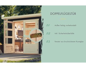 Karibu Holz-Gartenhaus Askola 3 + 2,4m Anbaudach + Rückwand - 19mm Elementhaus - Flachdach - anthrazit
