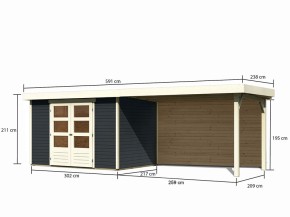Karibu Holz-Gartenhaus Askola 4 + 2,8m Anbaudach + Rückwand - 19mm Elementhaus - Flachdach - anthrazit