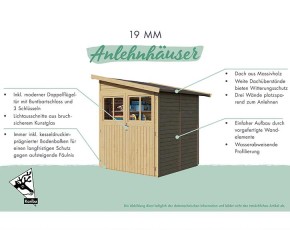 Karibu Holz-Gartenhaus Wandlitz 3 - 19mm Elementhaus - Anlehngartenhaus - Geräteschuppen - Pultdach - anthrazit