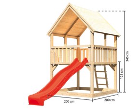 Karibu Spielturm Luis + Rutsche rot