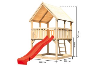 Akubi Spielturm Luis + Rutsche rot