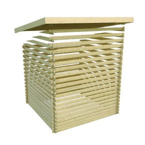 Karibu Holz-Gartenhaus Trittau 5 + 3,3m Anbaudach - 38mm Blockbohlenhaus - Pultdach - natur