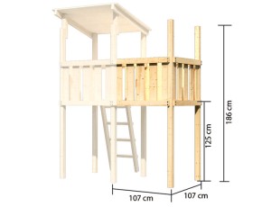 Akubi Spielturm Lotti + Doppelschaukel mit Klettergerüst + Anbauplattform + Kletterwand