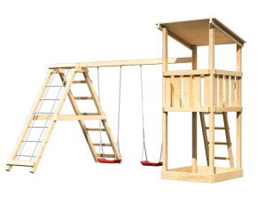 Akubi Spielturm Anna + Doppelschaukel mit Klettergerüst