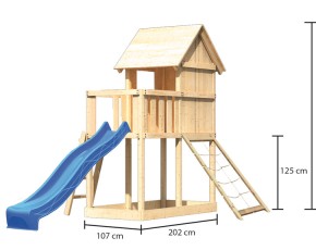 Karibu Stelzenhaus Frieda + Rutsche blau + Netzrampe