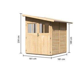 Karibu Holz-Gartenhaus Wandlitz 2 - 19mm Elementhaus - Anlehngartenhaus - Geräteschuppen - Pultdach - natur