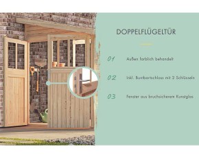 Karibu Holz-Gartenhaus Wandlitz 4 - 19mm Elementhaus - Anlehngartenhaus - Geräteschuppen - Pultdach - natur