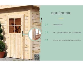 Karibu Holz-Gartenhaus Tintrup - 28mm Elementhaus - 2-Raum-Gartenhaus - Flachdach - natur