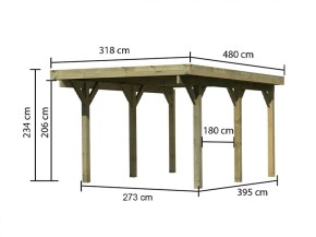 Karibu Einzelcarport Classic 1A - Holz-Carport - 11,5cm Pfosten - PVC-Dach