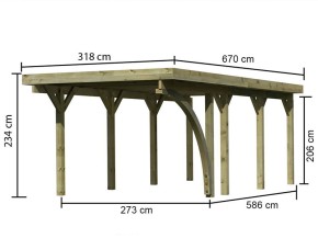 Karibu Einzelcarport Classic 2B + Einfahrtsbogen - Holz-Carport - 11,5cm Pfosten - PVC-Dach
