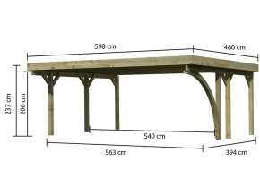 Karibu Doppelcarport Classic 1B + Einfahrtsbogen - Holz-Carport - 11,5cm Pfosten - PVC-Dach
