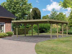 Karibu Doppelcarport Classic 2A - Holz-Carport - 11,5cm Pfosten - PVC-Dach