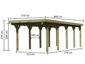 Karibu Einzelcarport Classic 3A - Holz-Carport - 11,5cm Pfosten - Stahl-Dach