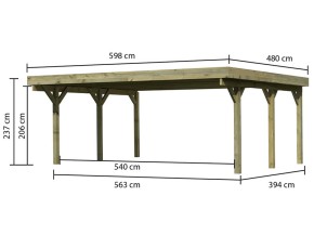 Karibu Doppelcarport Classic 1A - Holz-Carport - 11,5cm Pfosten - Stahl-Dach