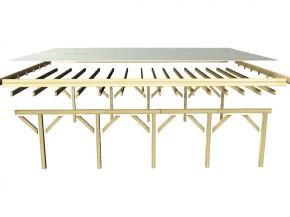 Karibu Doppelcarport Classic 2B + Einfahrtsbogen - Holz-Carport - 11,5cm Pfosten - Stahl-Dach