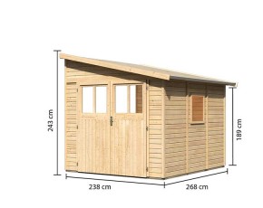 Karibu Holz-Gartenhaus Bomlitz 3 - 19mm Elementhaus - Anlehngartenhaus - Geräteschuppen - Pultdach - natur