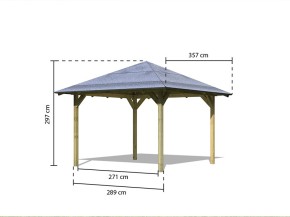 Karibu Gartenpavillon Cordoba - Holz - 4-Eck-Pavillon + Dachschindeln Rechteck Schwarz