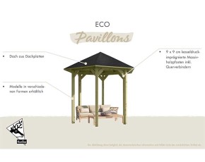 Karibu Gartenpavillon Granada + Dachschindeln Rechteck Schwarz - Holz - 4-Eck-Pavillon