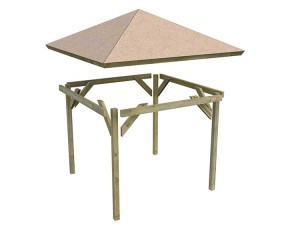 Karibu Gartenpavillon Granada + Dachschindeln Rechteck Schwarz - Holz - 4-Eck-Pavillon