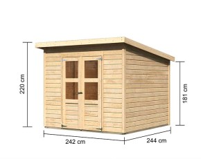 Karibu Holz-Gartenhaus Merseburg 6 - 14mm Elementhaus - Geräteschuppen - Pultdach - natur