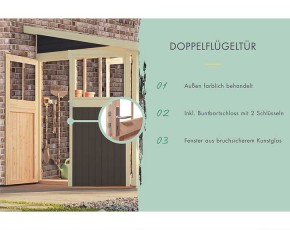 Karibu Holz-Gartenhaus Wandlitz 3 - 19mm Elementhaus - Anlehngartenhaus - Geräteschuppen - Pultdach - terragrau