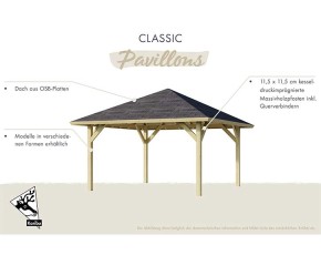 Karibu Gartenpavillon Bergen 1 + Dachschindeln Rechteck Dunkelgrün - Holz - 4-Eck-Pavillon