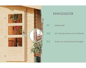Karibu Holz-Gartenhaus Schönbuch 2 - 38mm Elementhaus - 2-Raum-Gartenhaus - Pultdach - natur