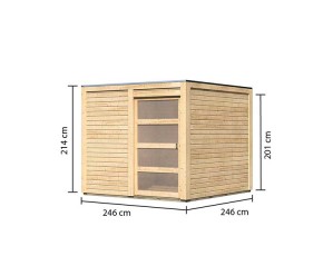 Karibu Holz-Gartenhaus Qubic 1 - 19mm Elementhaus - Flachdach - natur