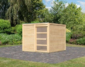 Karibu Holz-Gartenhaus Qubic 1 - 19mm Elementhaus - Flachdach - natur