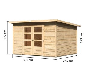 Karibu Holz-Gartenhaus Stockach 5 - 19mm Elementhaus - Geräteschuppen - Pultdach - natur