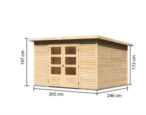 Karibu Holz-Gartenhaus Stockach 5 - 19mm Elementhaus - Geräteschuppen - Pultdach - natur
