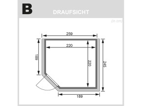 Karibu Innensauna Leona + Dachkranz + 9kW Saunaofen + externe Steuerung Easy - 38mm Blockbohlensauna - Ganzglastür bronziert - Ecksauna