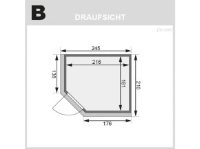 Karibu Innensauna Ainur + Glasfront + Superior-Ausstattung + Dachkranz + 9kW Saunaofen + externe Steuerung Easy - 68mm Elementsauna - Ecksauna