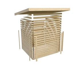 Karibu Holz-Gartenhaus Askola 6 + 2,8m Anbaudach - 19mm Elementhaus - Flachdach - terragrau