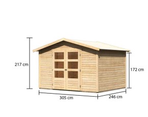 Karibu Holz-Gartenhaus Amberg 5 - 19mm Elementhaus - Satteldach - natur