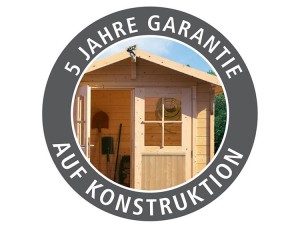 Karibu Holz-Gartenhaus Theres 3 + 2,6m Anbaudach - 28mm Elementhaus - Satteldach - terragrau