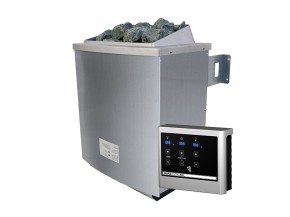 Karibu Innensauna Anja + 4,5kW Saunaofen + externe Steuerung Easy - 38mm Blockbohlensauna - Ganzglastür bronziert