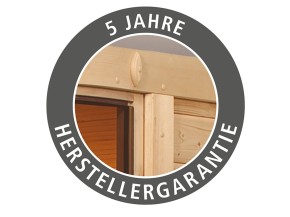 Karibu Innensauna Anja + Dachkranz + 4,5kW Saunaofen + externe Steuerung Easy - 38mm Blockbohlensauna - Ganzglastür graphit