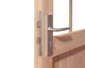 Karibu Holz-Gartenhaus Bastrup 8 + 3m Anbaudach + Rückwand - 28mm Blockbohlenhaus - Pultdach - terragrau