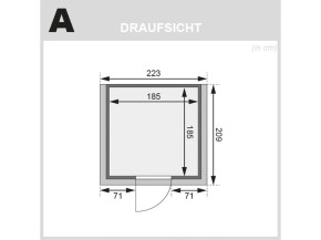 Karibu Innensauna Jara + Dachkranz + 4,5kW Bio-Kombiofen + externe Steuerung Easy bio - 38mm Blockbohlensauna - niedrige Deckenhöhe