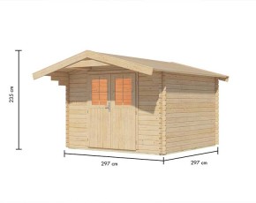 Karibu Holz-Gartenhaus Rentrup 5 + 90cm Vordach - 28mm Blockbohlenhaus - Satteldach - natur