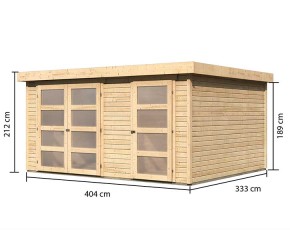 Karibu Holz-Gartenhaus Mühlentrup 3 - 19mm Elementhaus - Flachdach - natur