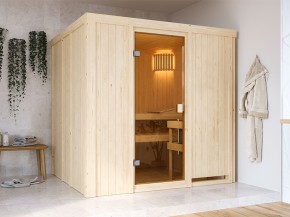 Karibu Innensauna Tromsö + 4,5kW Saunaofen + integrierte Steuerung - 68mm Elementsauna