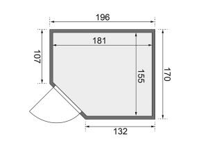 Karibu Innensauna Siirin + 4,5kW Saunaofen + integrierte Steuerung - 68mm Systemsauna - Ganzglastür klar - Ecksauna