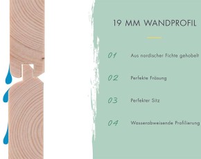 Karibu Holz-Gartenhaus Retola 6 + Anbauschrank - 19mm Elementhaus - Flachdach - terragrau