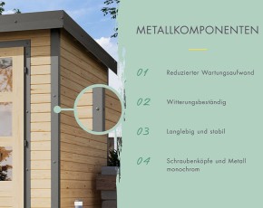 Karibu Hybrid-Gartenhaus Merkur C - 19mm Elementhaus - 2-Raum-Gartenhaus - Pultdach - anthrazit/grau