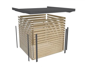 Karibu Hybrid-Gartenhaus Merkur C - 19mm Elementhaus - 2-Raum-Gartenhaus - Pultdach - anthrazit/grau